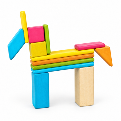 Magnetic wooden building blocks 