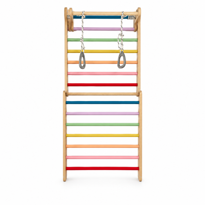 Wall-mounted wooden climbing triangle for toddlers