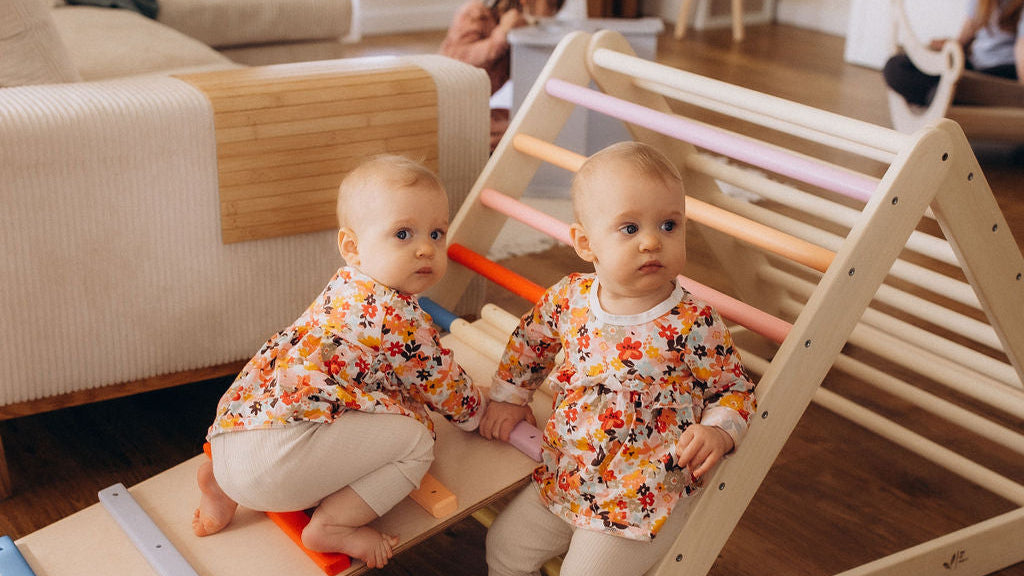 Wooden climbing triangle for toddlers, Montessori style