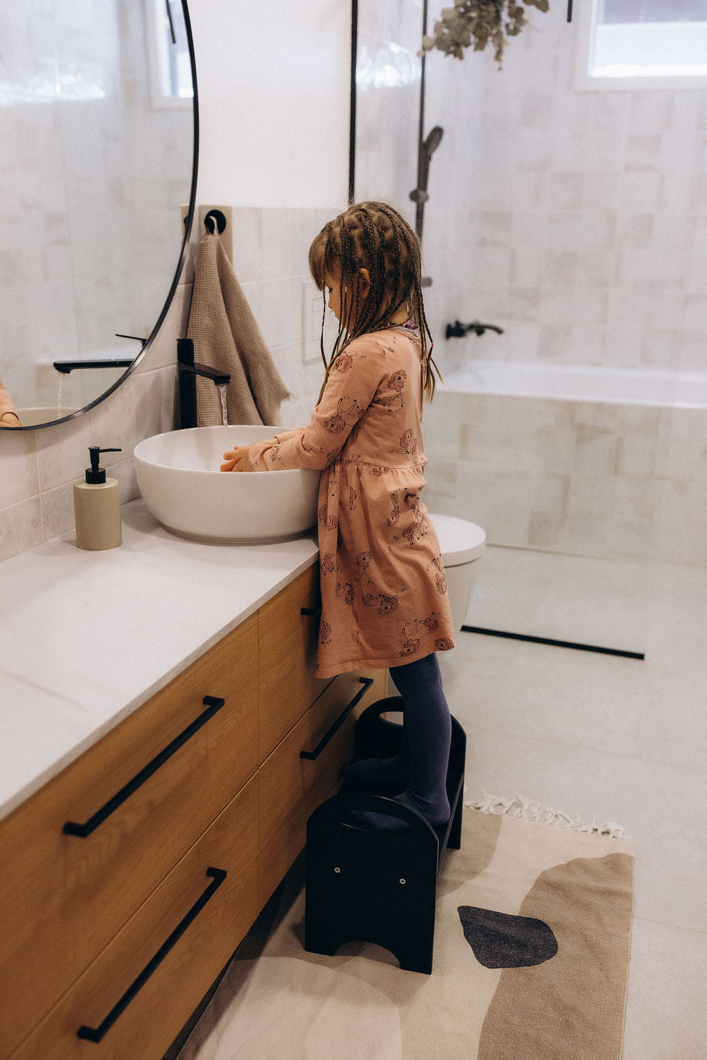 Wooden step stool for kids
